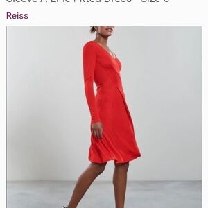 Reiss Vibrant Red Long-Sleeve A-Line Dress